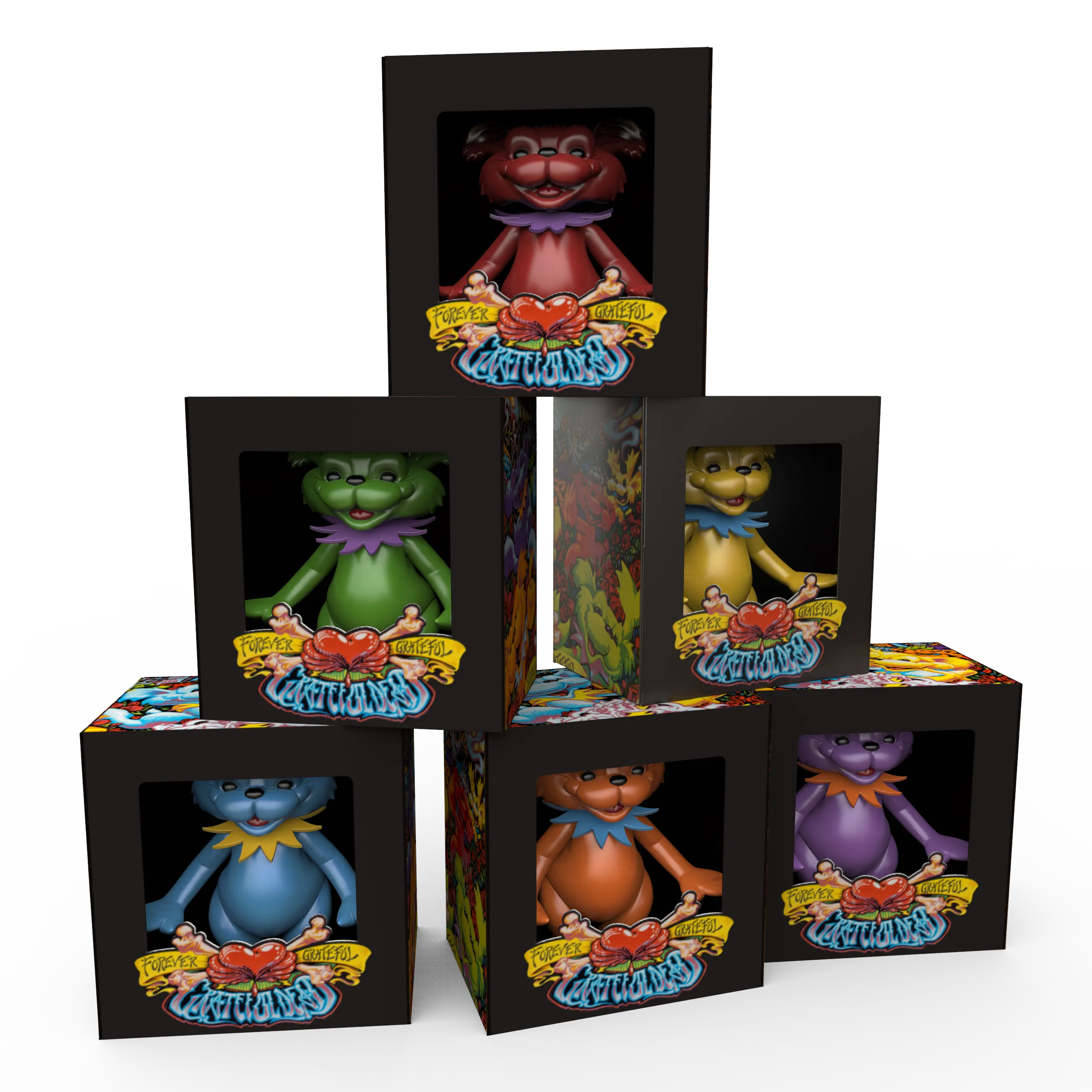 AJ Masthay "Dancing Bears - Vinyl Statues" SET   FREE PRINT   EXCLUSIVE PURPLE EDITION!