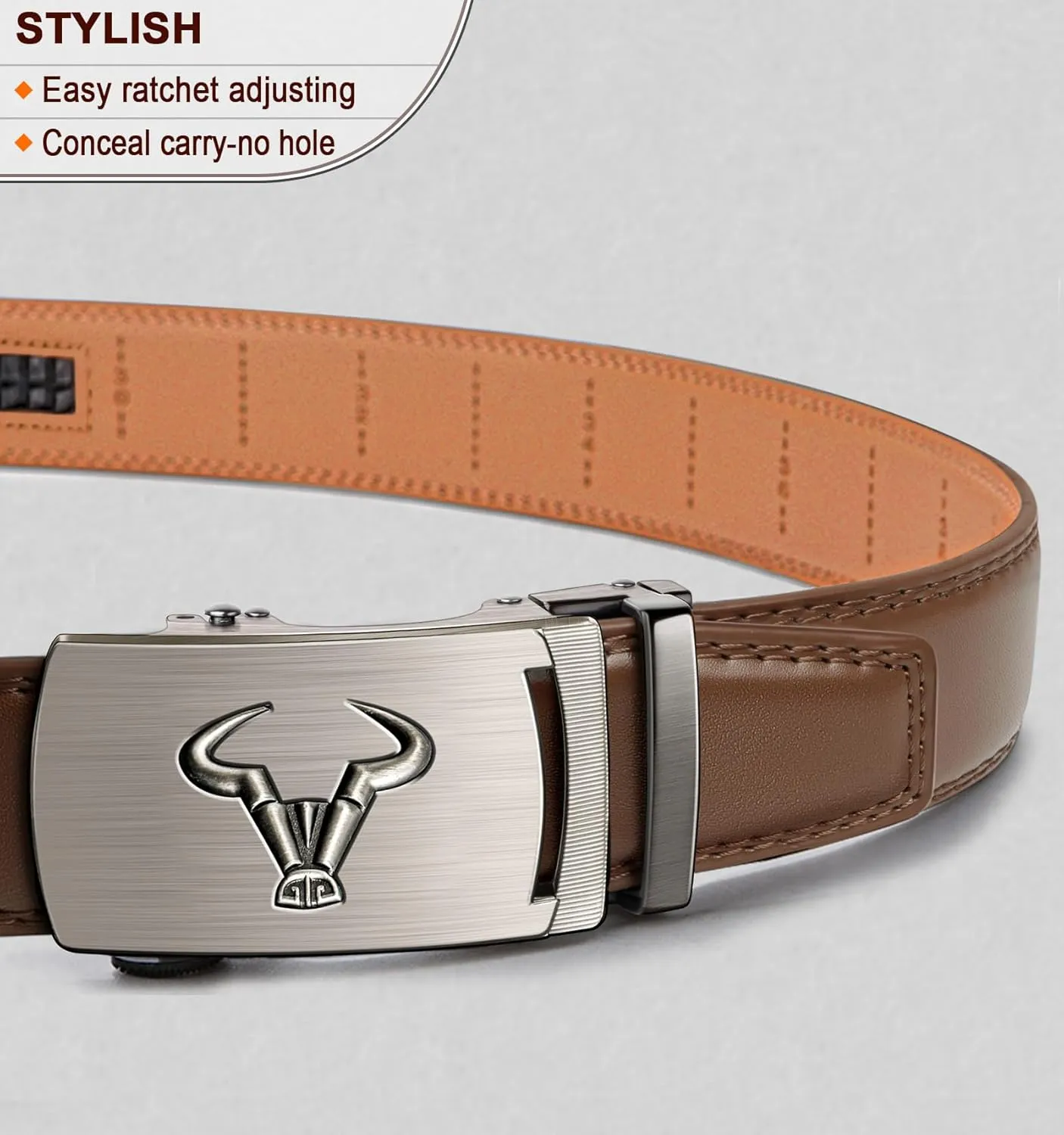 BULLIANT Men's Belt,Brand Ratchet Belt Of Genuine Leather For Gift Men Dress,Size Customized