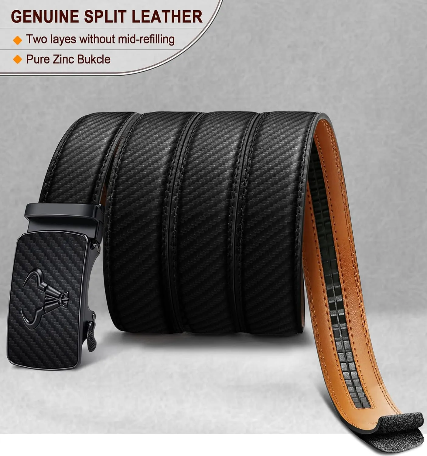 BULLIANT Men's Belt,Brand Ratchet Belt Of Genuine Leather For Gift Men Dress,Size Customized