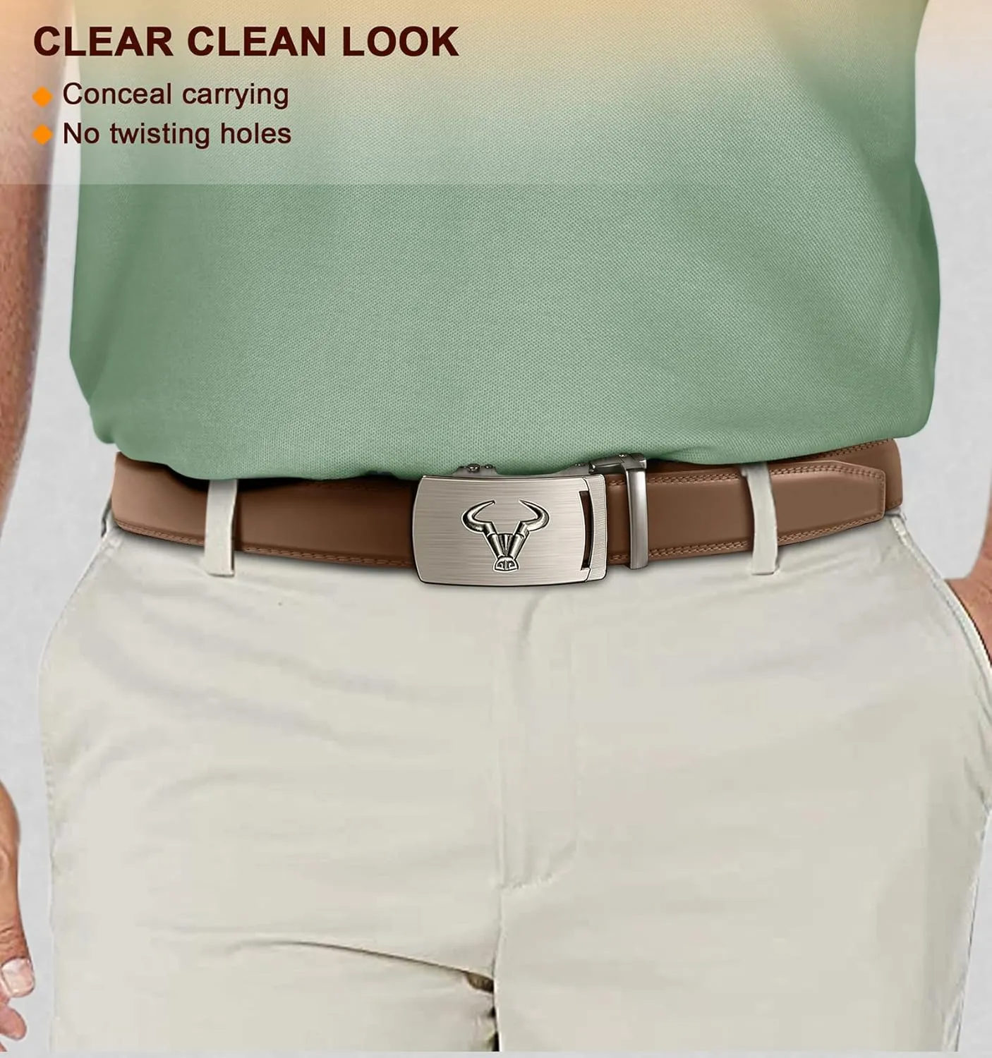 BULLIANT Men's Belt,Brand Ratchet Belt Of Genuine Leather For Gift Men Dress,Size Customized