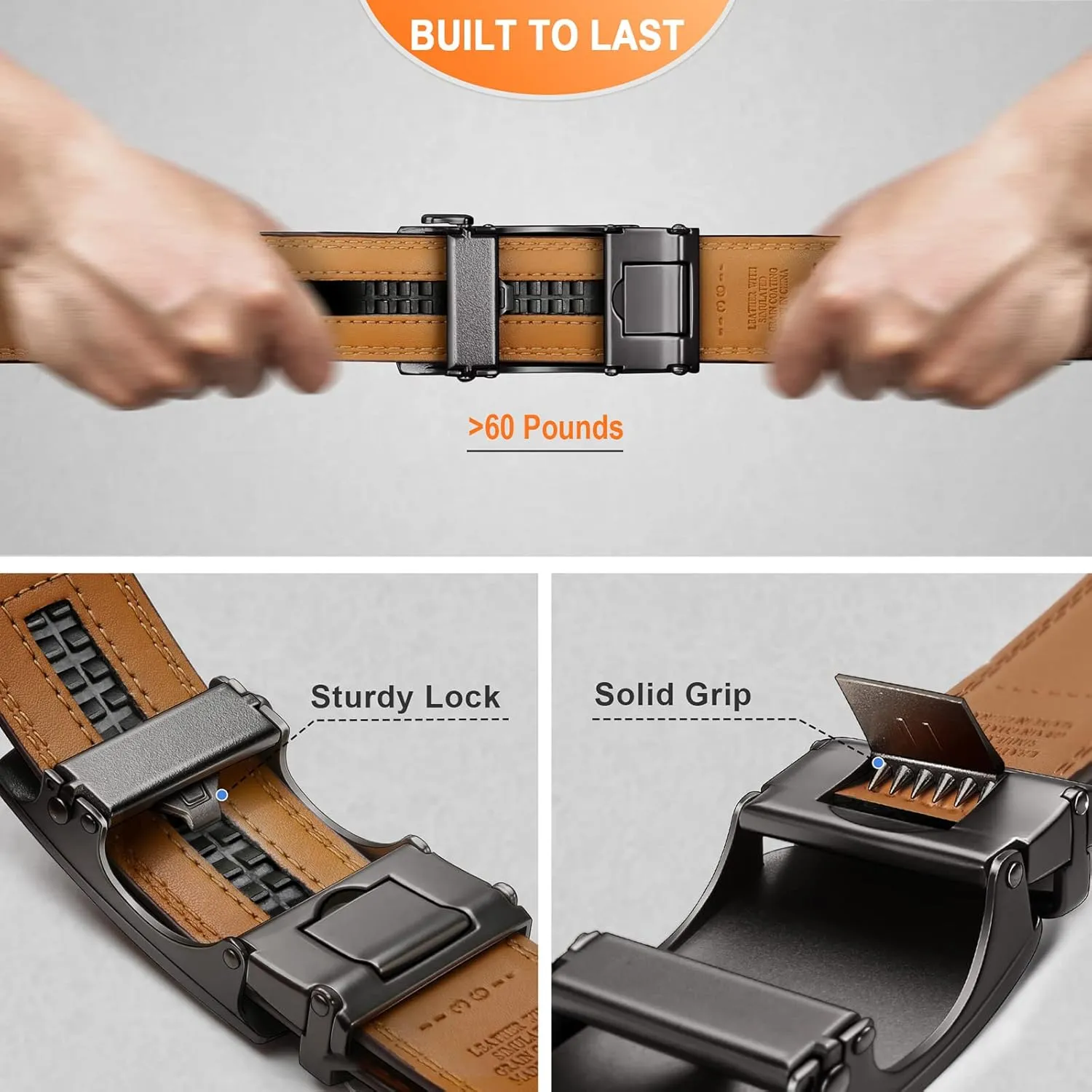 BULLIANT Men's Belt,Brand Ratchet Belt Of Genuine Leather For Gift Men Dress,Size Customized