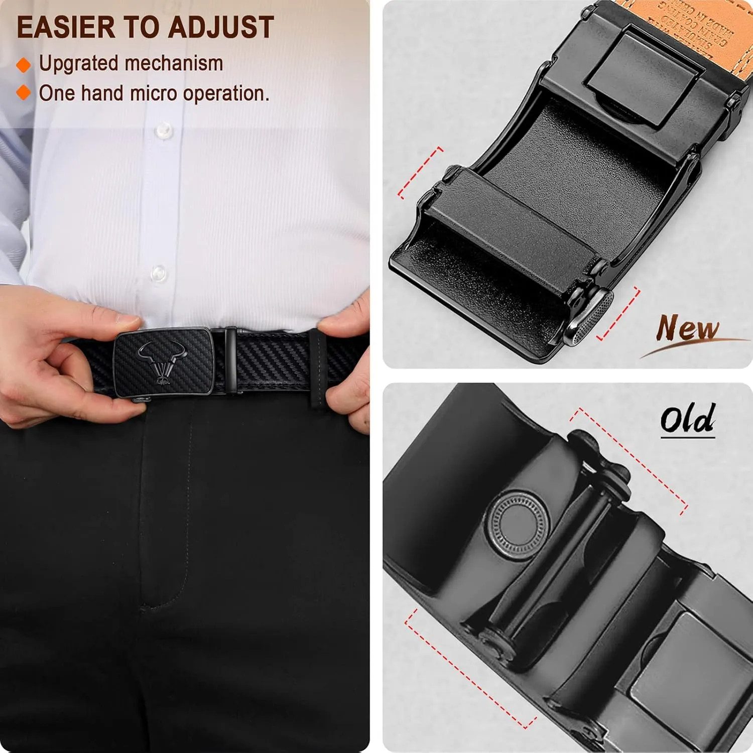 BULLIANT Men's Belt,Brand Ratchet Belt Of Genuine Leather For Gift Men Dress,Size Customized