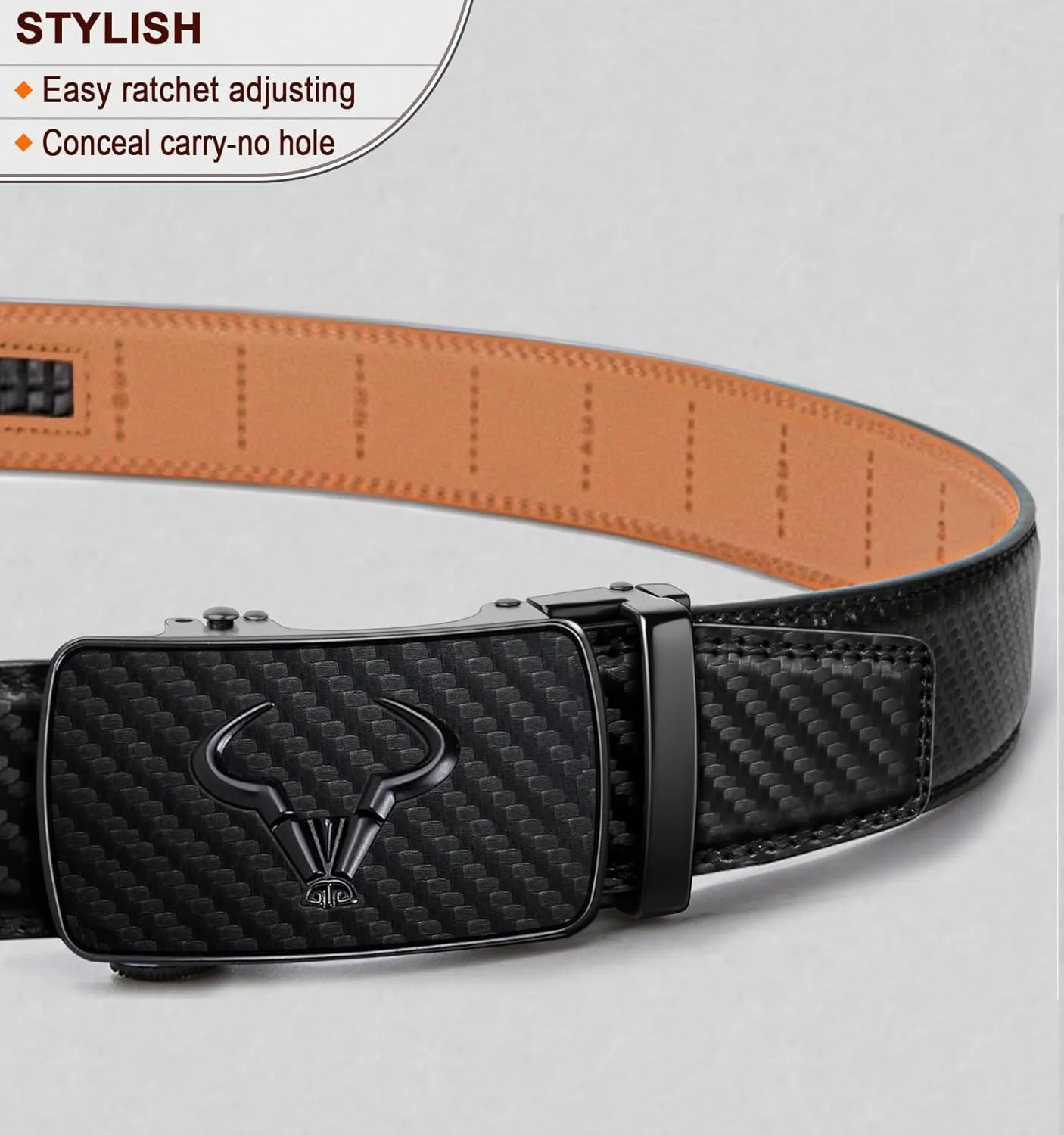 BULLIANT Men's Belt,Brand Ratchet Belt Of Genuine Leather For Gift Men Dress,Size Customized