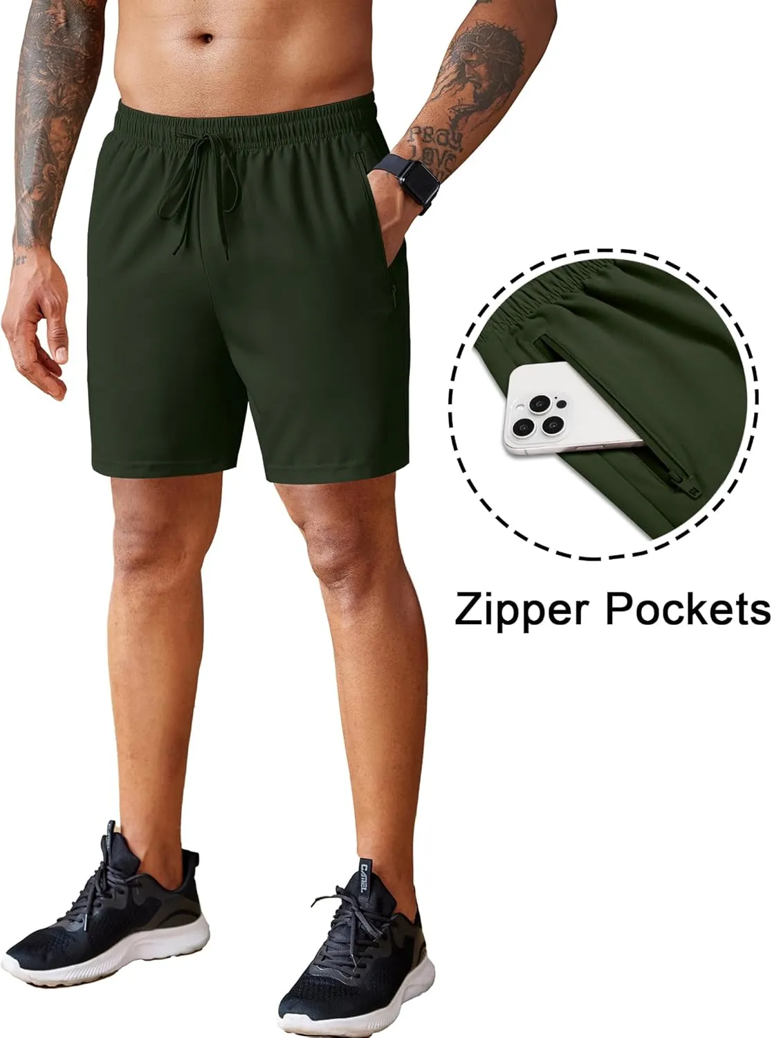 COOFANDY Men's 2 Pack Workout Gym Shorts 7 Inch / 5 Inch Athletic Shorts Lightweight Casual Jogger Short with Zipper Pockets