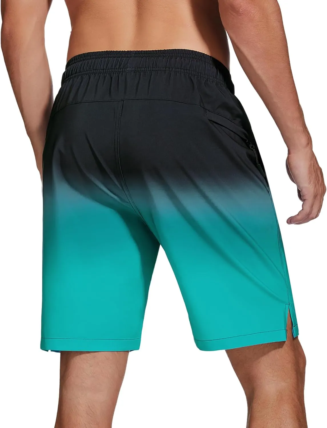 difficort Mens Swim Trunks Quick Dry Bathing Suit 9 inch Inseam Board Shorts with Compression Liner and Zipper Pocket