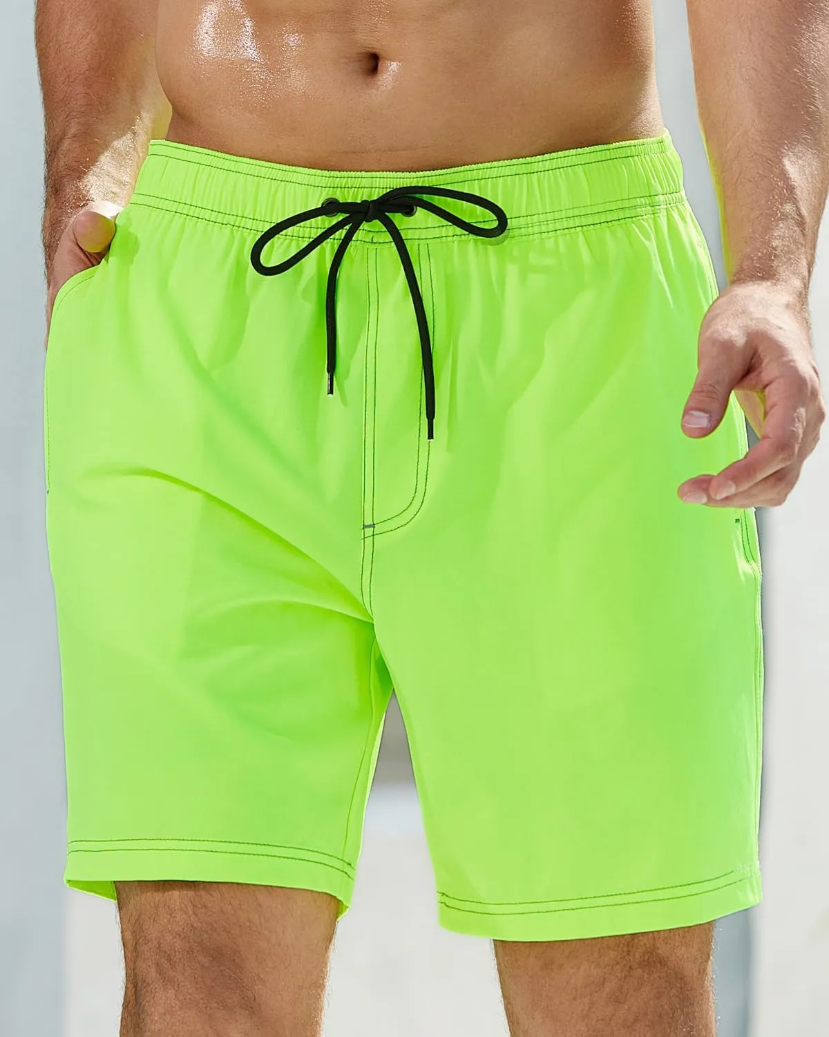 difficort Mens Swim Trunks with Compression Liner Quick-Dry Bathing Suit with Zipper Pockets