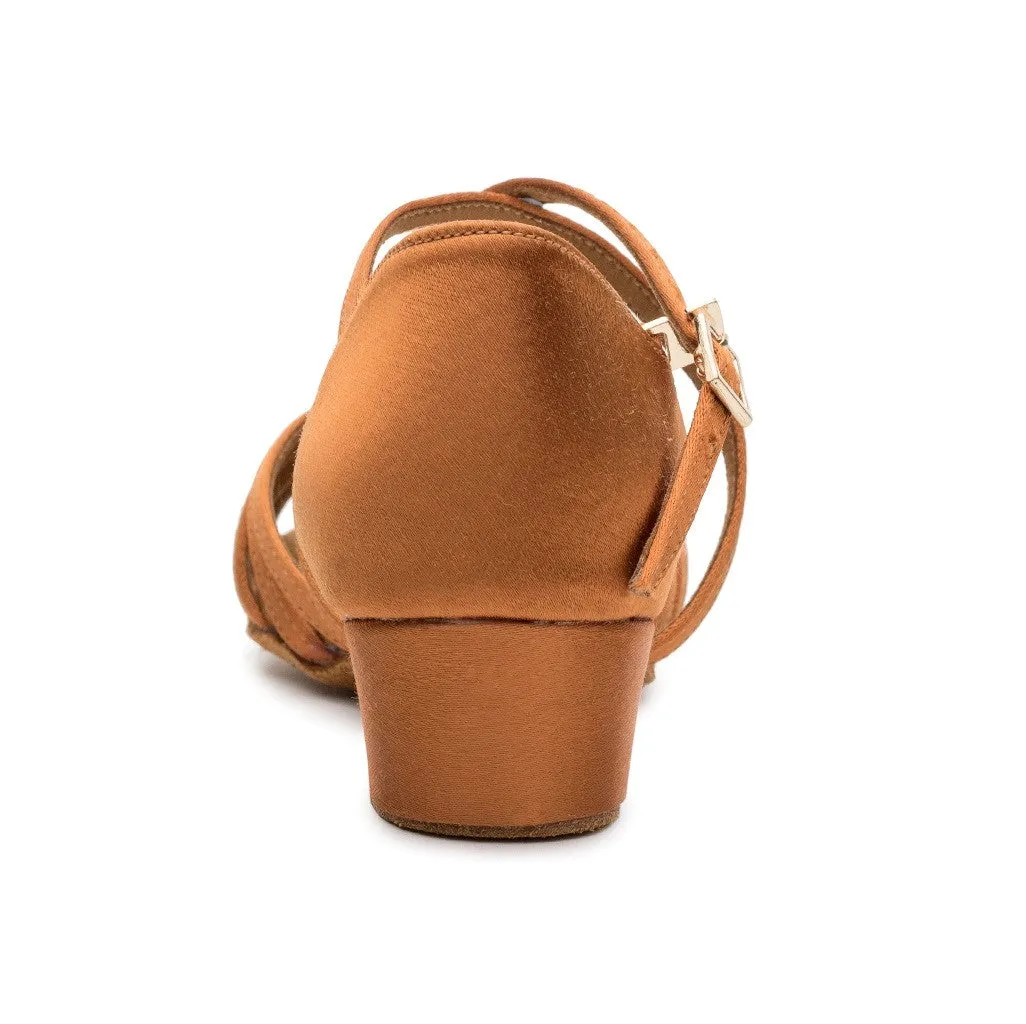 Girls' Latin Dance Shoe, Model 603, Heel Child II (Block), Tan 3