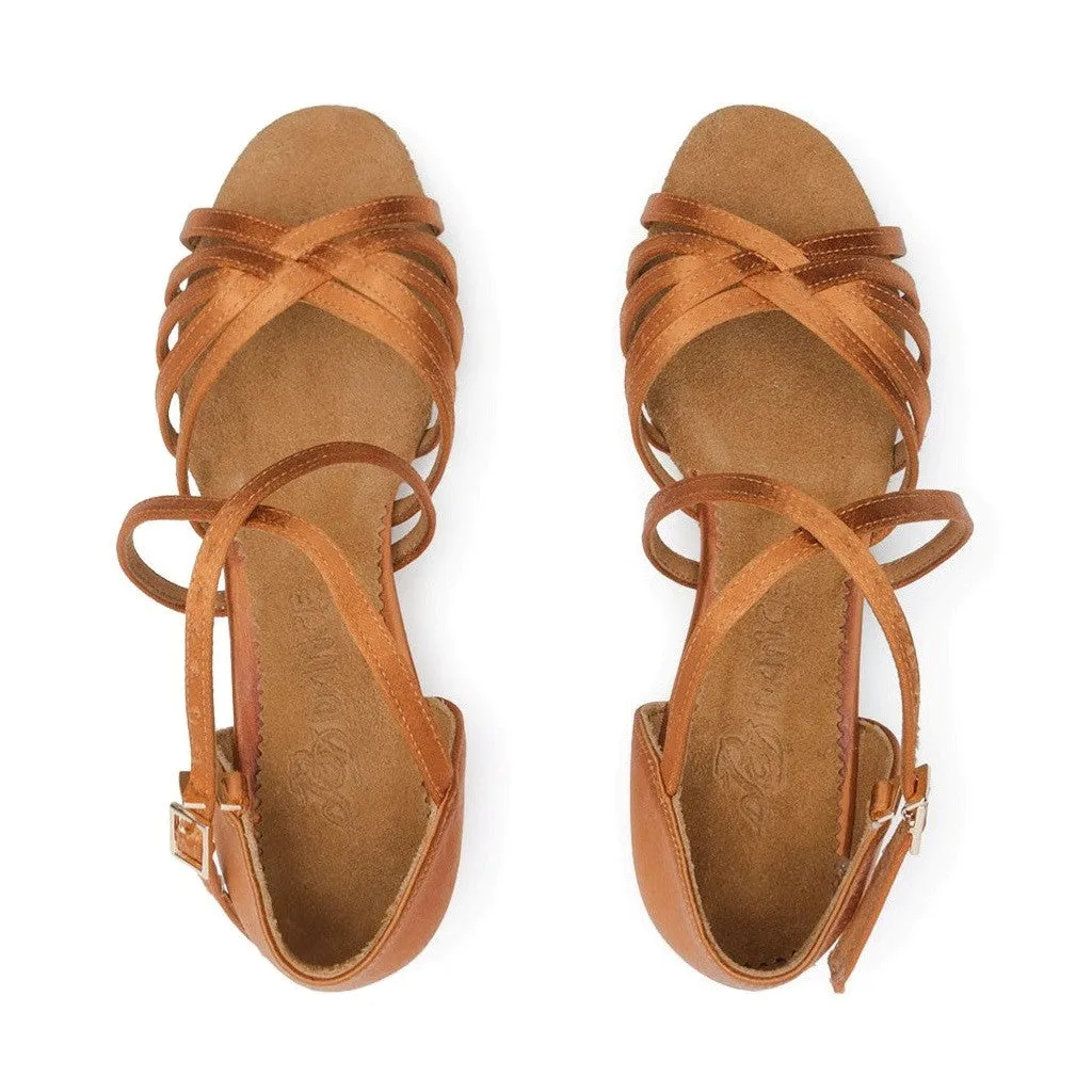 Girls' Latin Dance Shoe, Model 603, Heel Child II (Block), Tan 3