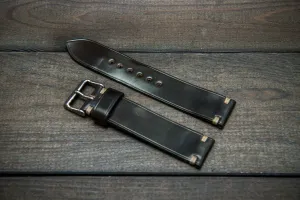 Horween Shell Cordovan leather watch strap, Dark Cognac. Handmade in Finland - 10 mm, 12 mm, 14 mm, 16mm, 17 mm, 18mm, 19 mm, 20mm, 21 mm, 22mm, 23 mm, 24mm, 25 mm, 26 mm.