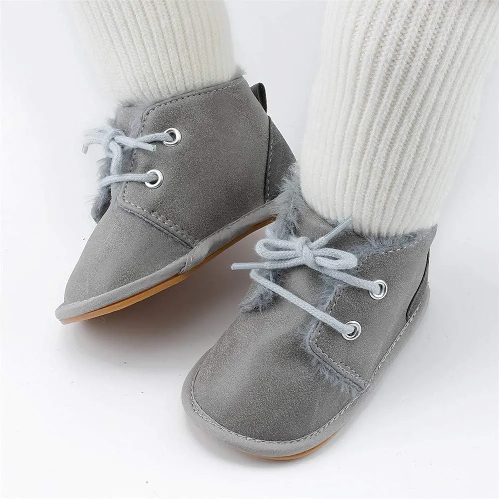 Meckior Baby Booties Newborn Infant Unisex Baby Girls Boys Velvet Rubber Anit-Slip Sole Shoes Toddler Fleece Cozy Winter Warm Prewalker Boots