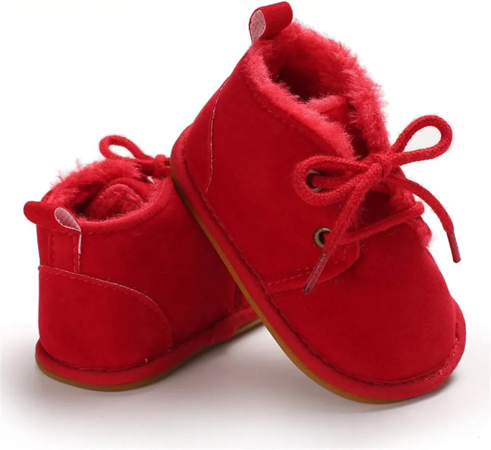 Meckior Baby Booties Newborn Infant Unisex Baby Girls Boys Velvet Rubber Anit-Slip Sole Shoes Toddler Fleece Cozy Winter Warm Prewalker Boots