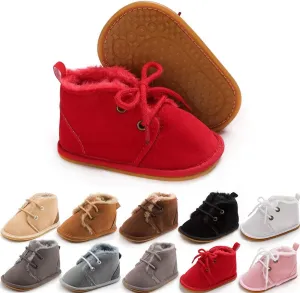 Meckior Baby Booties Newborn Infant Unisex Baby Girls Boys Velvet Rubber Anit-Slip Sole Shoes Toddler Fleece Cozy Winter Warm Prewalker Boots