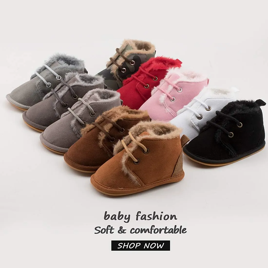 Meckior Baby Booties Newborn Infant Unisex Baby Girls Boys Velvet Rubber Anit-Slip Sole Shoes Toddler Fleece Cozy Winter Warm Prewalker Boots