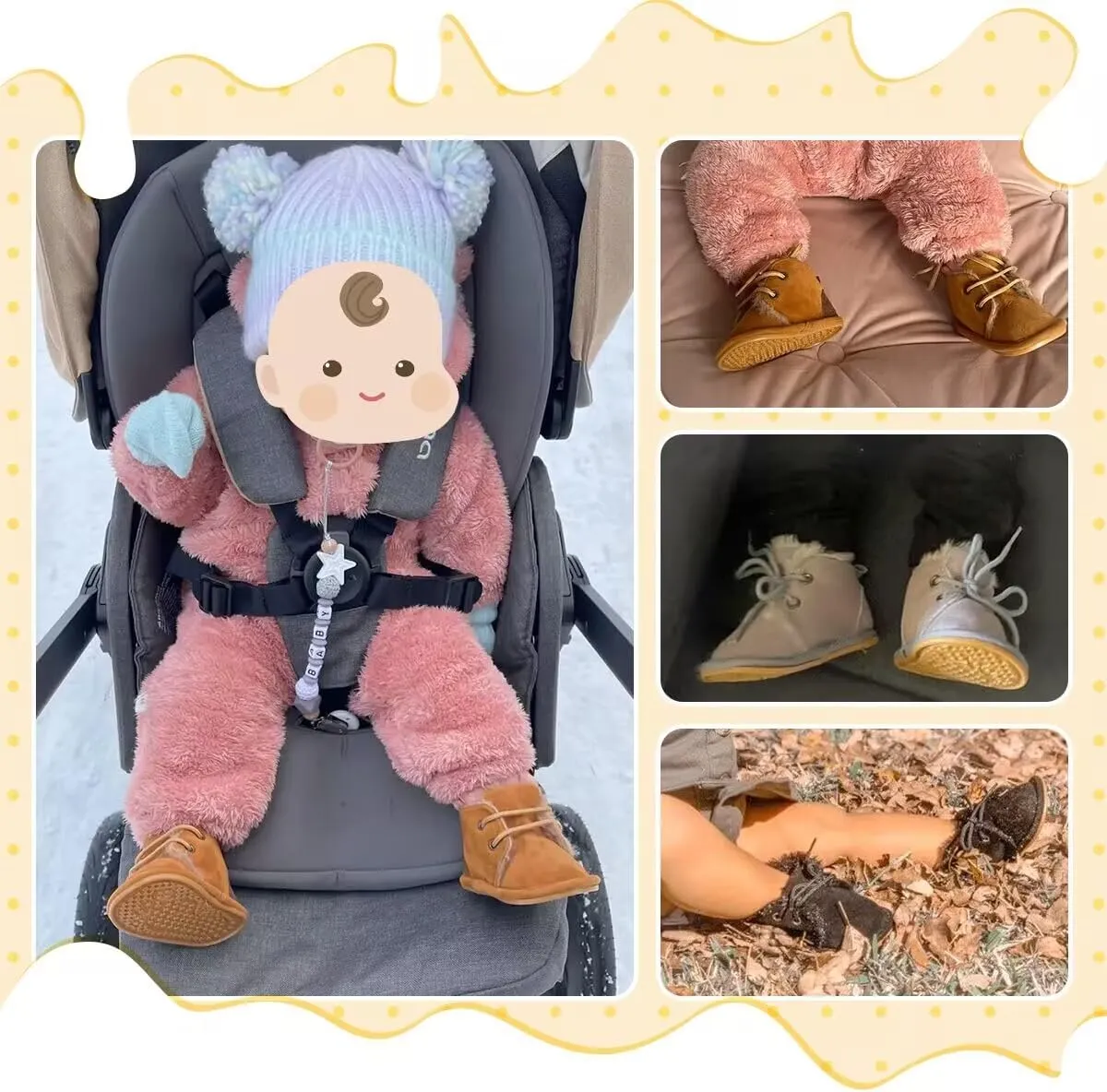 Meckior Baby Booties Newborn Infant Unisex Baby Girls Boys Velvet Rubber Anit-Slip Sole Shoes Toddler Fleece Cozy Winter Warm Prewalker Boots