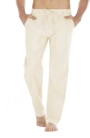 Mens Loose Fit Linen Pants Casual Lightweight Drawstring Stretch Cotton Linen Pants for Men Summer Beach