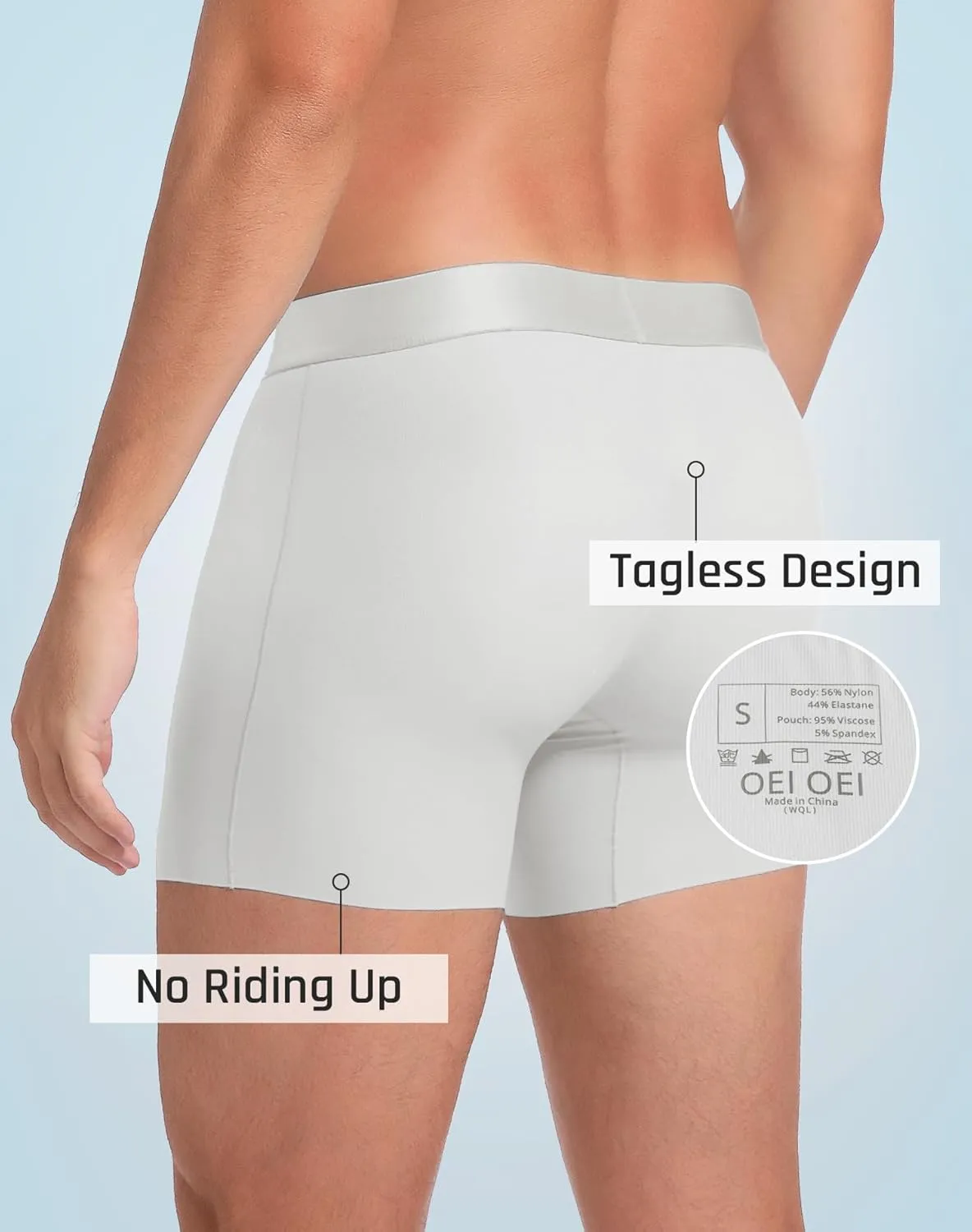 Men's Underwear Boxer Briefs Nylon Cool Quick Dry Underwear for Men 3 Pack