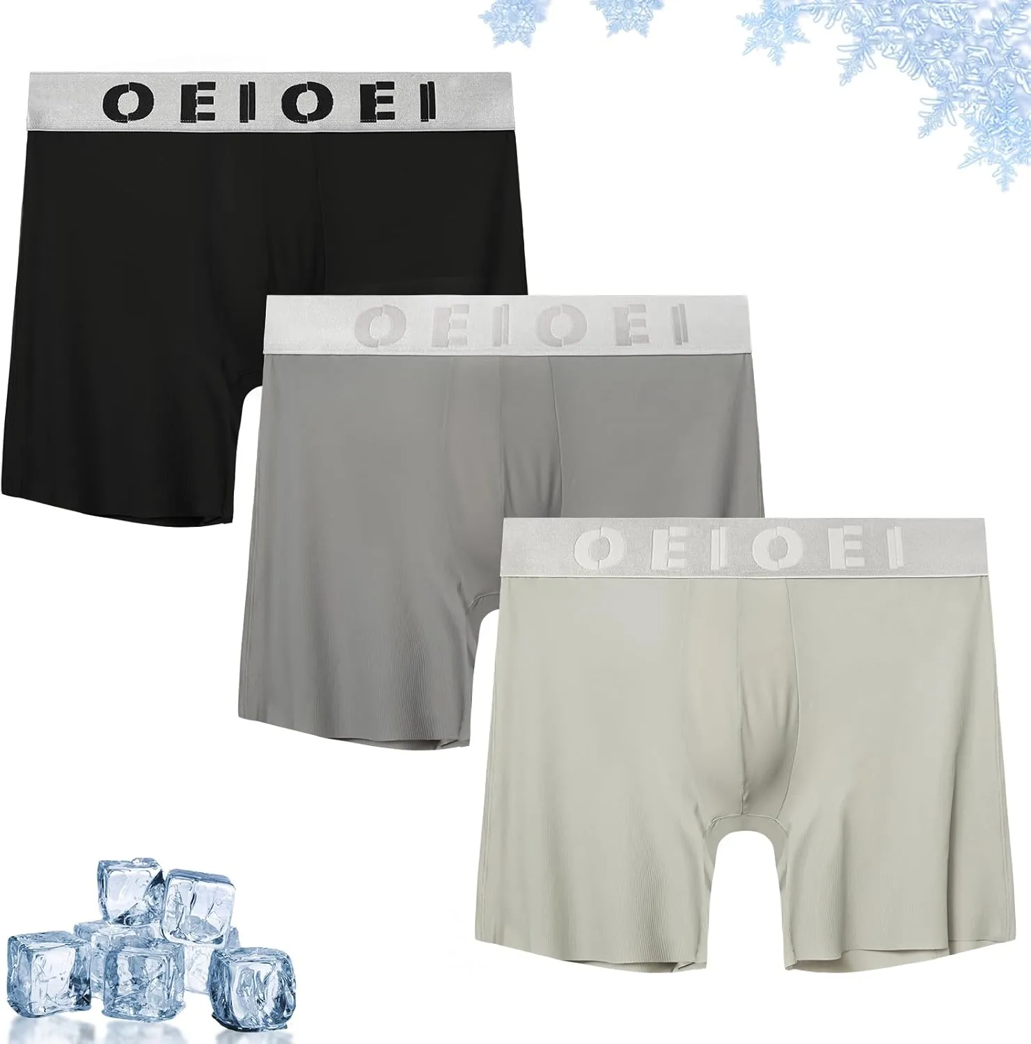 Men's Underwear Boxer Briefs Nylon Cool Quick Dry Underwear for Men 3 Pack