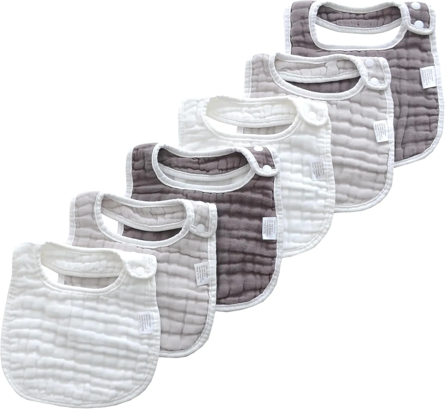 MUKIN Baby Muslin Bibs and Burp Cloths, 6 Pack, Soft Absorbent Cotton, Adjustable