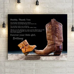 Personalized Daddy Daughter Love Message Cowboy Boots Canvas