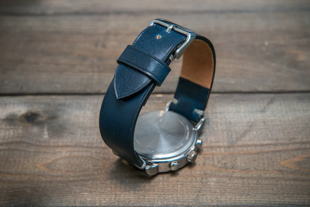 Shell Cordovan leather watch strap, Deep Sea. Handmade in Finland - 10 mm, 12 mm, 14 mm, 16mm, 17 mm, 18mm, 19 mm, 20mm, 21 mm, 22mm, 23 mm, 24mm, 25 mm, 26 mm.