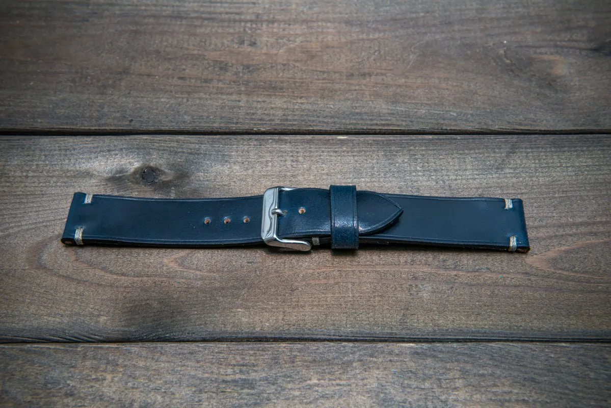 Shell Cordovan leather watch strap, Deep Sea. Handmade in Finland - 10 mm, 12 mm, 14 mm, 16mm, 17 mm, 18mm, 19 mm, 20mm, 21 mm, 22mm, 23 mm, 24mm, 25 mm, 26 mm.