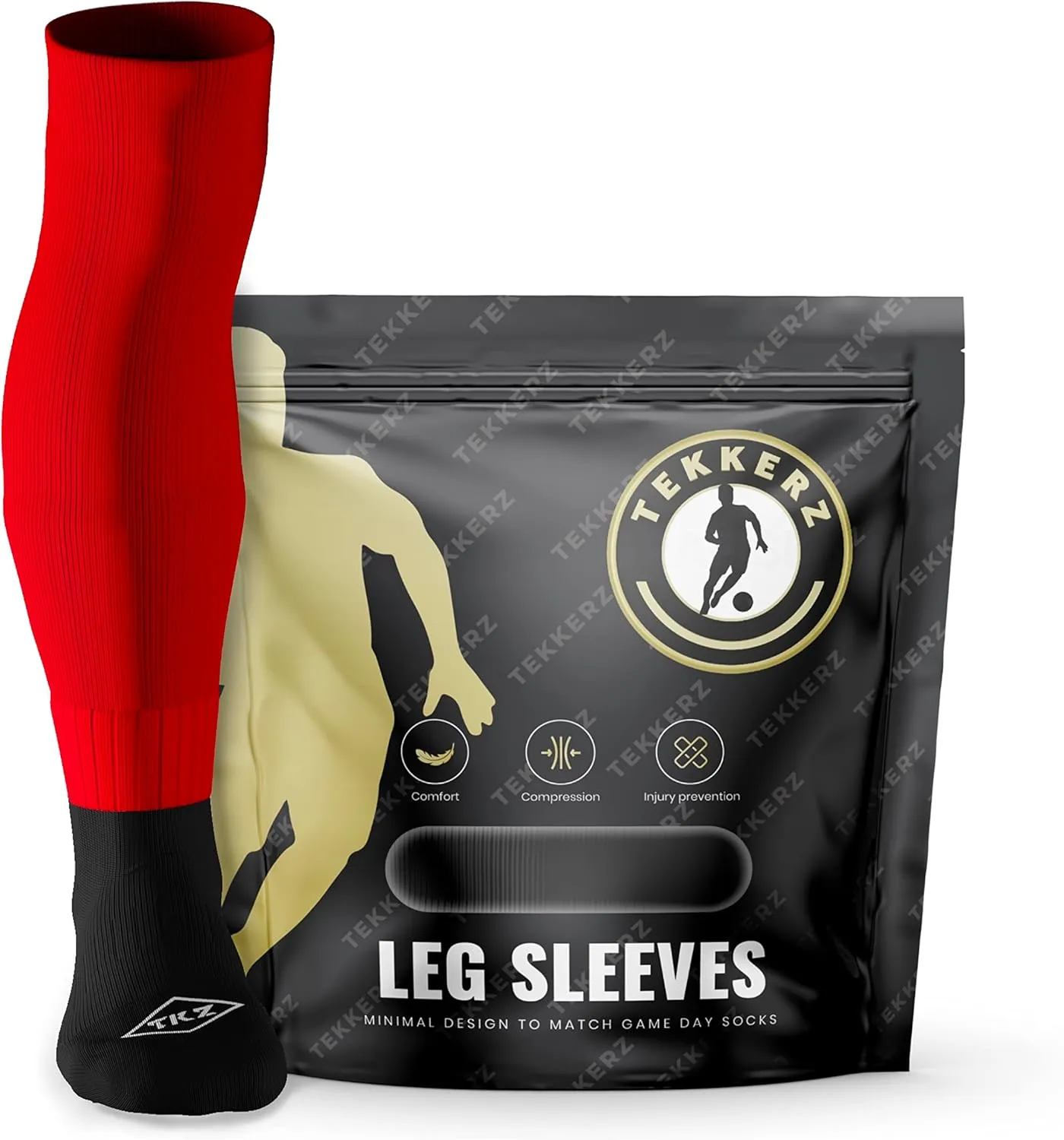 Tekkerz leg sleeve over 20 color variations compatible with grip socks for soccer, football, hockey, rugby athletic socks
