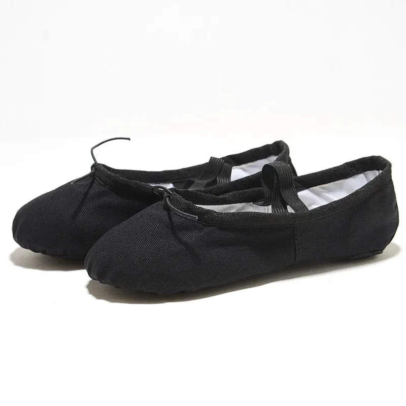 USHINE Girls Ballet Shoes Canvas Ballet Dance Slippers for Women Kids Children Practise Classic Split -Sole Adult Flat Dancing