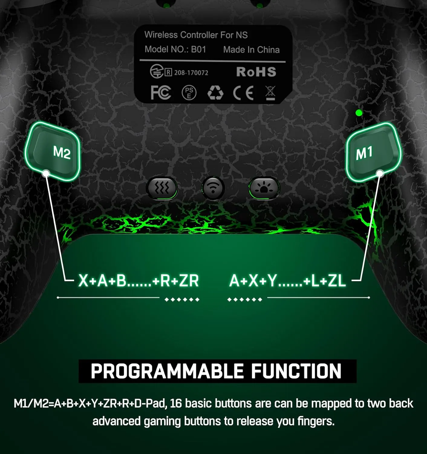 Wireless Switch Controller for Nintendo Switch/Lite/OLED Controller, Switch Controller with a Mouse Touch Feeling on Back Buttons, Extra Switch Pro Controller with Wake-up,Programmable, Turbo Function